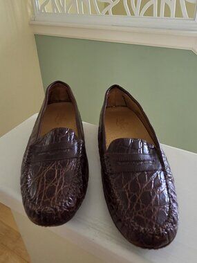 Cognac Nile Crocodile Driver Loafer - Zelli
